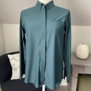 Athleta Urbanite Button Down Athletic Teal Shirt Size XXS